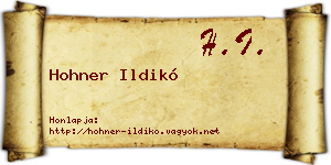 Hohner Ildikó névjegykártya